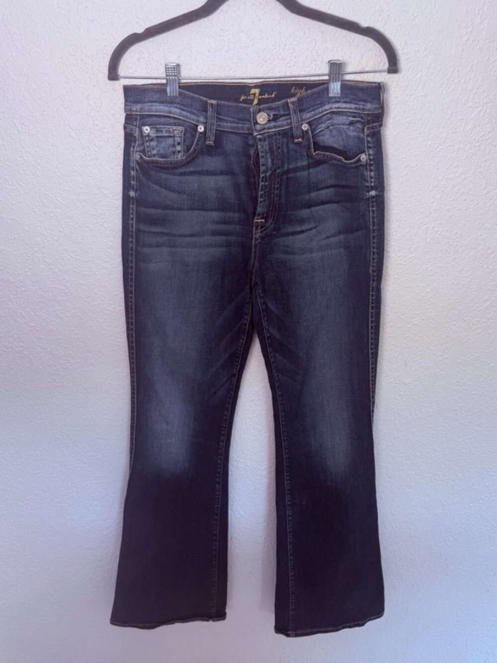 7 For All Mankind High Waist Vintage Bootcut Jeans Dark Wash Size 29 Made in USA